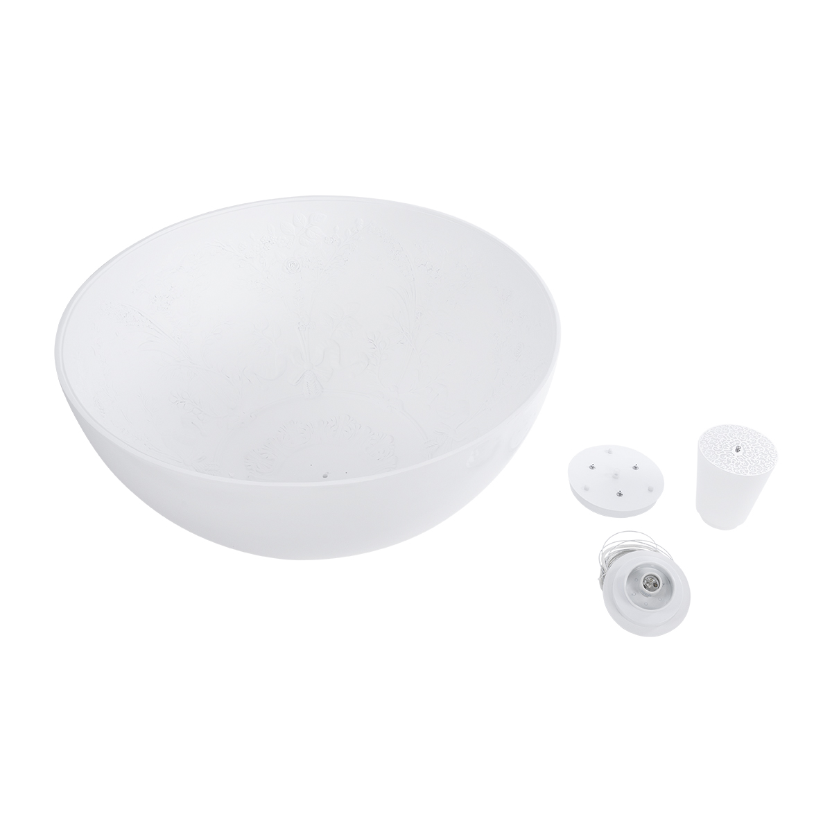 GloboStar® SERENIA 01273 Μοντέρνο Κρεμαστό Φωτιστικό Καμπάνα Μονόφωτο 1 x E27 IP20 Λευκό Μέταλλο με Λευκό Γύψο - Μ90 x Π90 x Y40cm