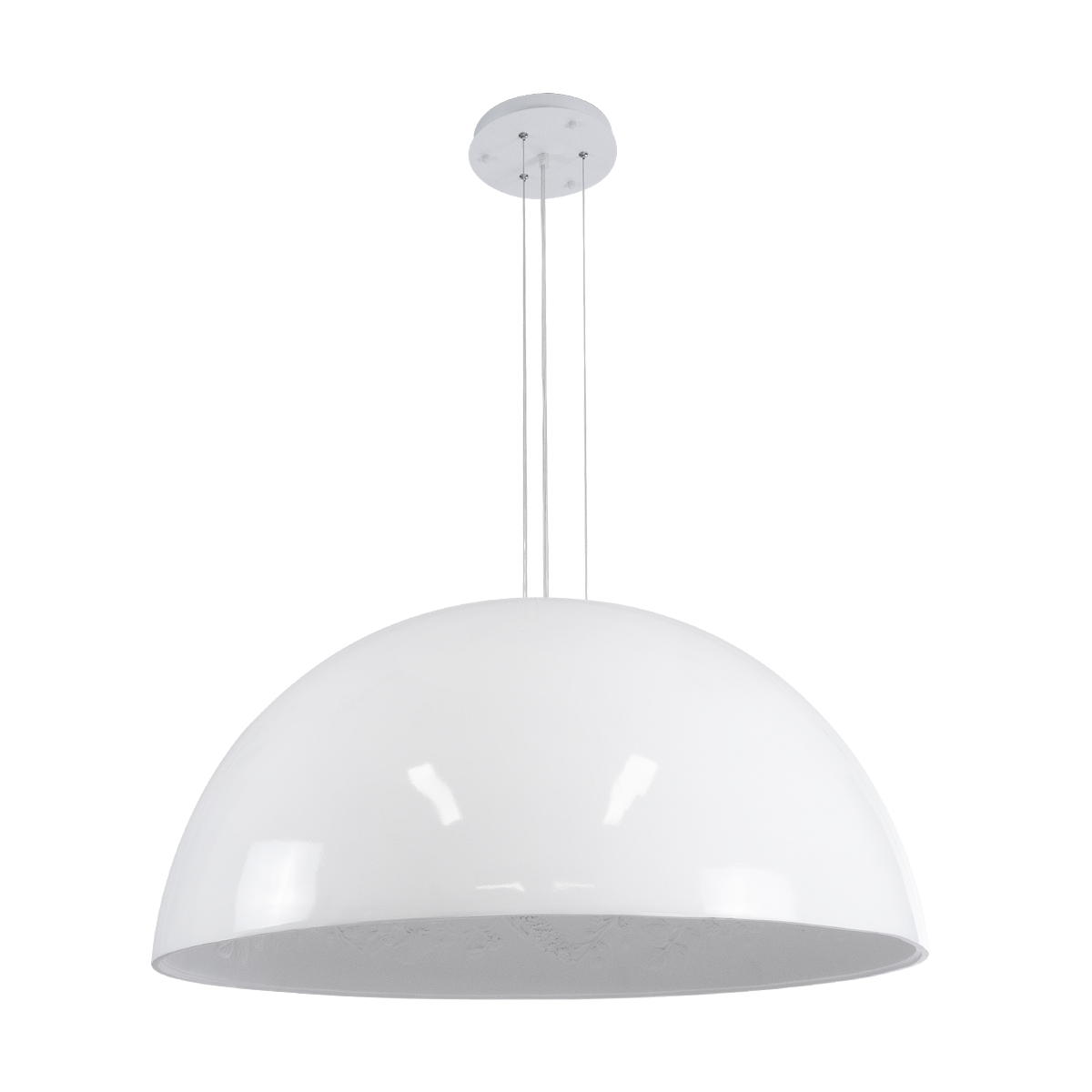 GloboStar® SERENIA 01273 Μοντέρνο Κρεμαστό Φωτιστικό Καμπάνα Μονόφωτο 1 x E27 IP20 Λευκό Μέταλλο με Λευκό Γύψο - Μ90 x Π90 x Y40cm