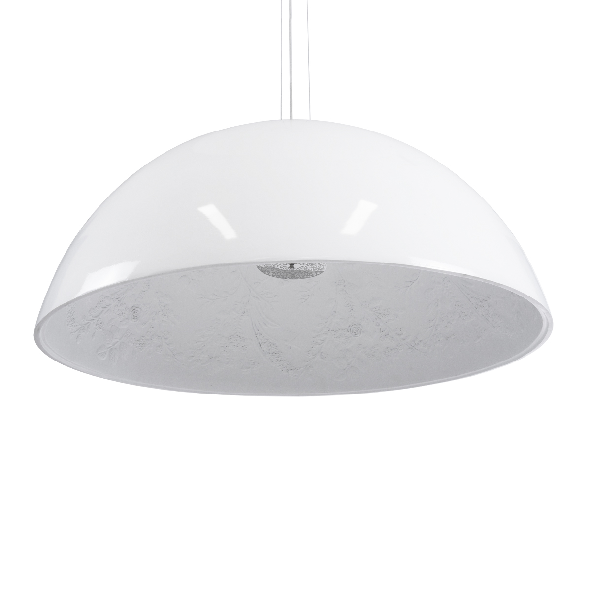 GloboStar® SERENIA 01273 Μοντέρνο Κρεμαστό Φωτιστικό Καμπάνα Μονόφωτο 1 x E27 IP20 Λευκό Μέταλλο με Λευκό Γύψο - Μ90 x Π90 x Y40cm
