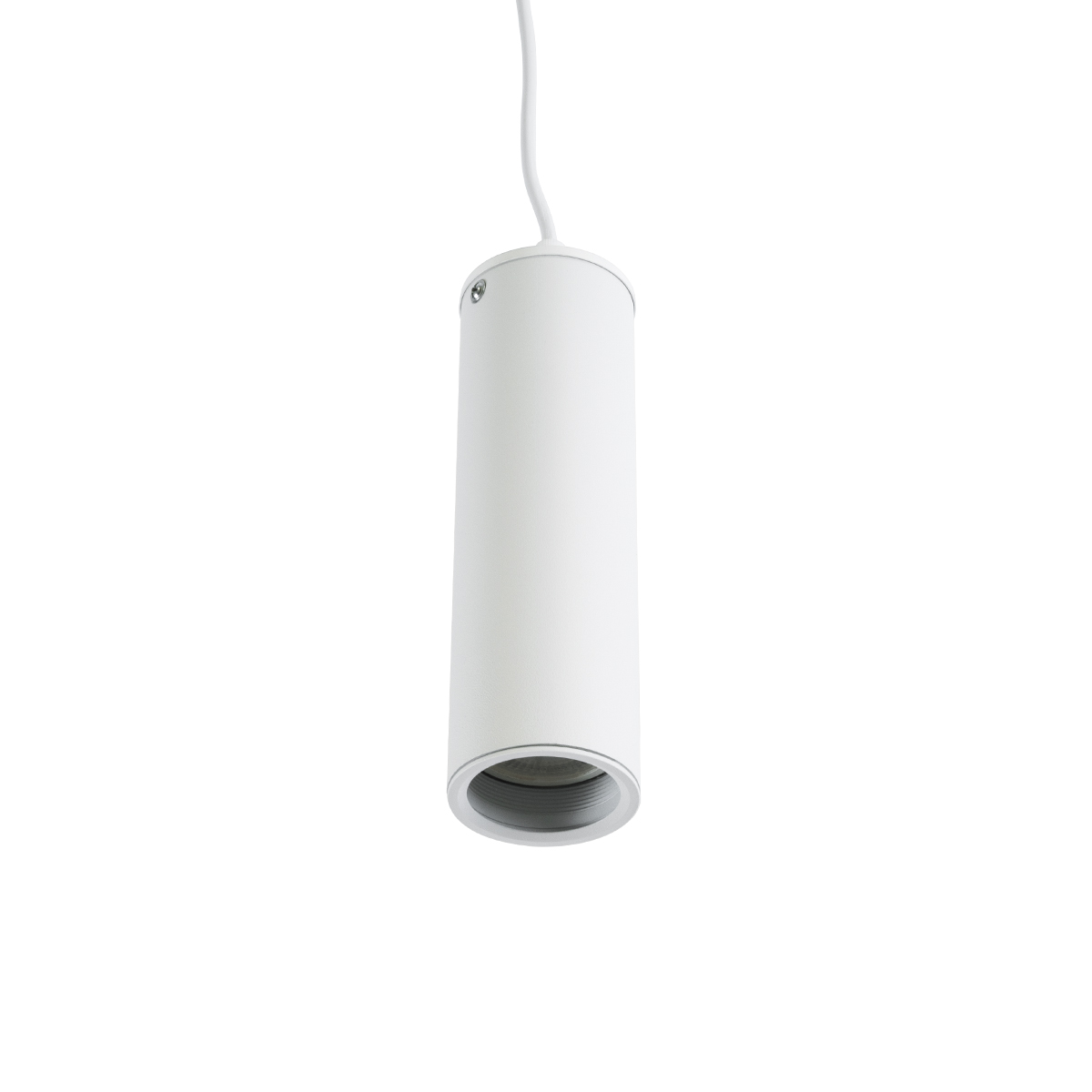 GloboStar® CANNON 01274 Μοντέρνο Κρεμαστό Φωτιστικό Κύλινδρος Μονόφωτο 1 x GU10 IP20 Λευκό Μέταλλο - Μ6 x Π6 x Y20cm