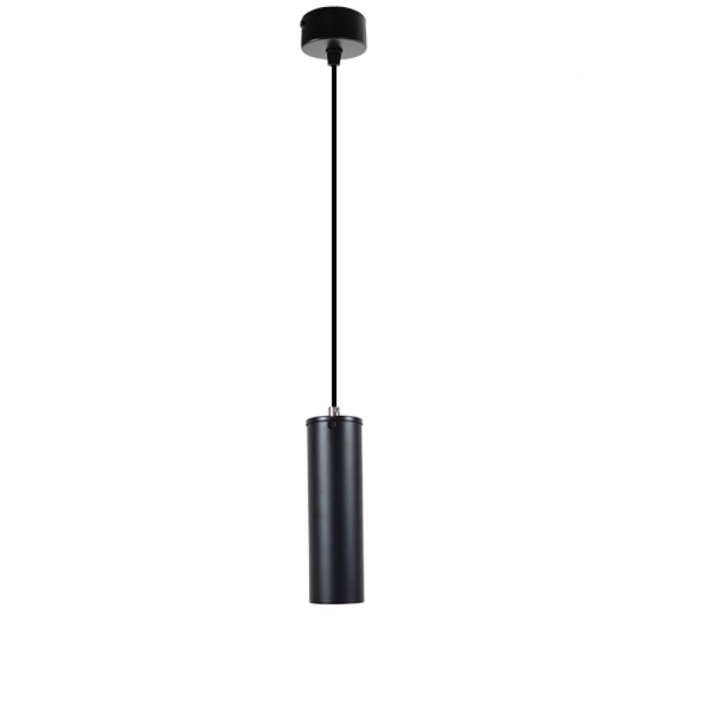 GloboStar® CANNON 01275 Μοντέρνο Κρεμαστό Φωτιστικό Κύλινδρος Μονόφωτο 1 x GU10 Μαύρο Μέταλλο - Μ6 x Π6 x Y20cm