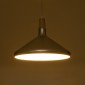 GloboStar® FELICITA 01276 Μοντέρνο Κρεμαστό Φωτιστικό Καμπάνα Μονόφωτο 1 x E27 IP20 Ασημί Μέταλλο με Μπεζ Ξύλο - Μ40 x Π40 x Y30cm