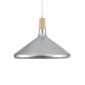 GloboStar® FELICITA 01276 Μοντέρνο Κρεμαστό Φωτιστικό Καμπάνα Μονόφωτο 1 x E27 IP20 Ασημί Μέταλλο με Μπεζ Ξύλο - Μ40 x Π40 x Y30cm