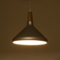 GloboStar® FELICITA 01277 Μοντέρνο Κρεμαστό Φωτιστικό Καμπάνα Μονόφωτο 1 x E27 IP20 Ασημί Μέταλλο με Μπεζ Ξύλο - Μ30 x Π30 x Υ25cm