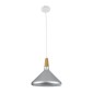 GloboStar® FELICITA 01277 Μοντέρνο Κρεμαστό Φωτιστικό Καμπάνα Μονόφωτο 1 x E27 IP20 Ασημί Μέταλλο με Μπεζ Ξύλο - Μ30 x Π30 x Υ25cm