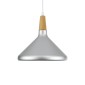 GloboStar® FELICITA 01277 Μοντέρνο Κρεμαστό Φωτιστικό Καμπάνα Μονόφωτο 1 x E27 IP20 Ασημί Μέταλλο με Μπεζ Ξύλο - Μ30 x Π30 x Υ25cm