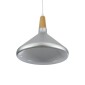 GloboStar® FELICITA 01277 Μοντέρνο Κρεμαστό Φωτιστικό Καμπάνα Μονόφωτο 1 x E27 IP20 Ασημί Μέταλλο με Μπεζ Ξύλο - Μ30 x Π30 x Υ25cm