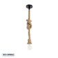 GloboStar® ROPE 01278 Vintage Κρεμαστό Φωτιστικό Ανάρτηση Μονόφωτο 1 x E27 IP20 Μπεζ Σχοινί - Μ3.5 x Π3.5 x Y100cm