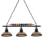 GloboStar® BILLIARD SERIES 01280 Vintage Κρεμαστό Φωτιστικό Φιγούρα Τρίφωτο 3 x E27 IP20 Mαύρο Μέταλλο με Μελί Γυαλί - Μ96 x Π25 x Υ30cm