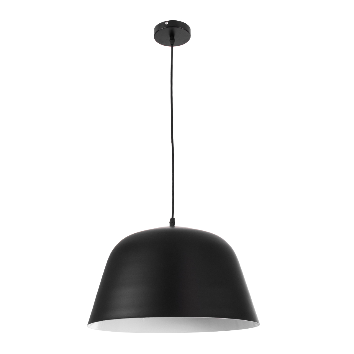 GloboStar® UPVALE 01281 Μοντέρνο Κρεμαστό Φωτιστικό Καμπάνα Μονόφωτο 1 x E27 IP20 Μαύρο & Λευκό Μέταλλο - Μ40 x Π40 x Υ24cm