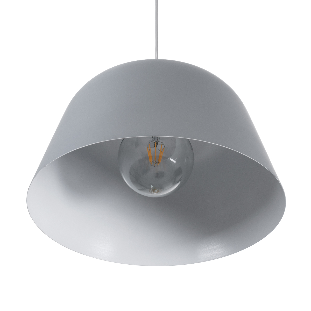 GloboStar® UPVALE 01282 Μοντέρνο Κρεμαστό Φωτιστικό Καμπάνα Μονόφωτο 1 x E27 IP20 Γκρί & Λευκό Μέταλλο - Μ40 x Π40 x Υ24cm