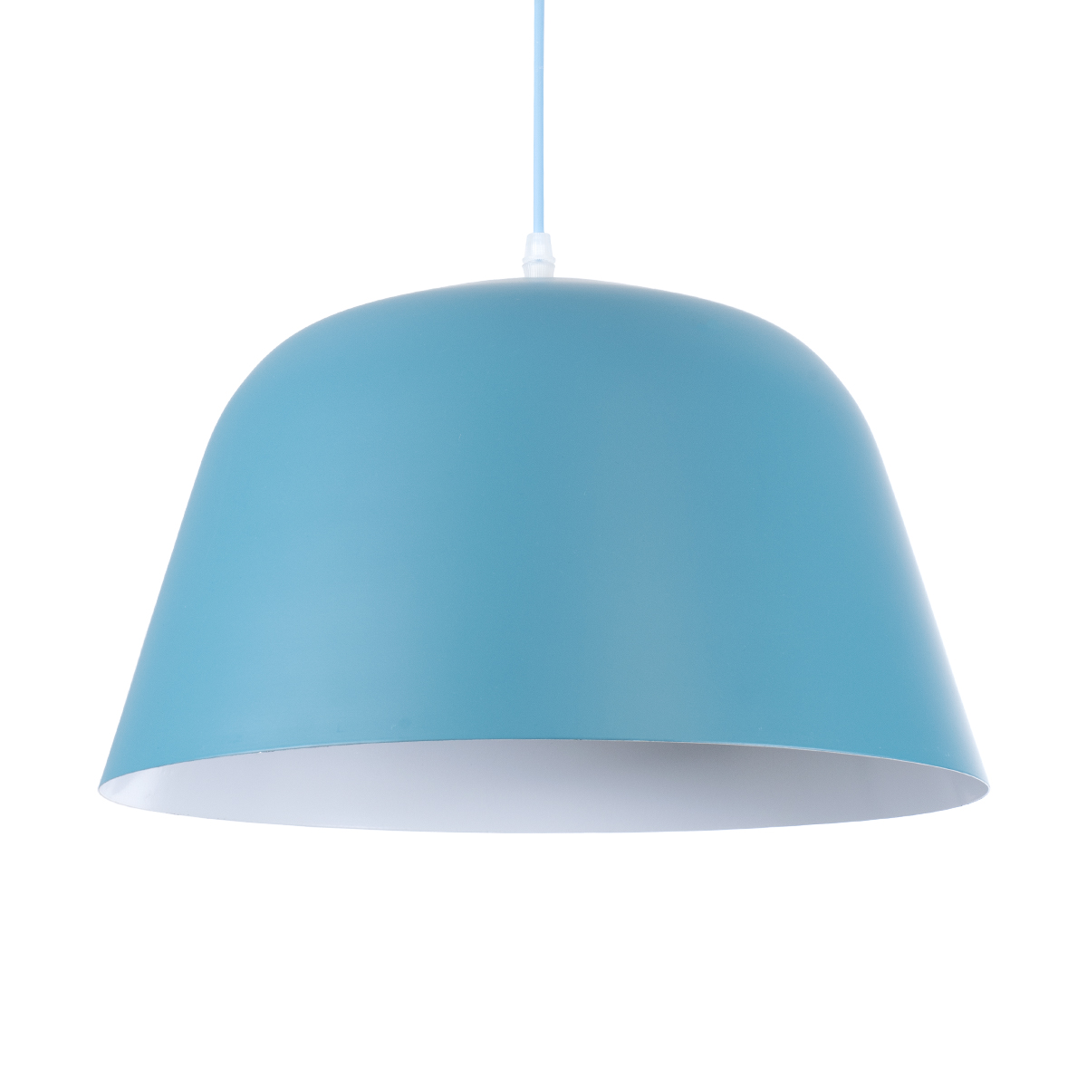 GloboStar® UPVALE 01286 Μοντέρνο Κρεμαστό Φωτιστικό Καμπάνα Μονόφωτο 1 x E27 IP20 Μπλε & Λευκό Μέταλλο - Μ40 x Π40 x Υ24cm