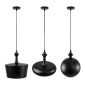 GloboStar® ROCKFORD 01287 Μοντέρνο Κρεμαστό Φωτιστικό Καμπάνα Τρίφωτο 3 x E27 IP20 Μαύρο Μέταλλο - Μ86 x Π86 x Υ30cm
