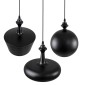 GloboStar® ROCKFORD 01287 Μοντέρνο Κρεμαστό Φωτιστικό Καμπάνα Τρίφωτο 3 x E27 IP20 Μαύρο Μέταλλο - Μ86 x Π86 x Υ30cm