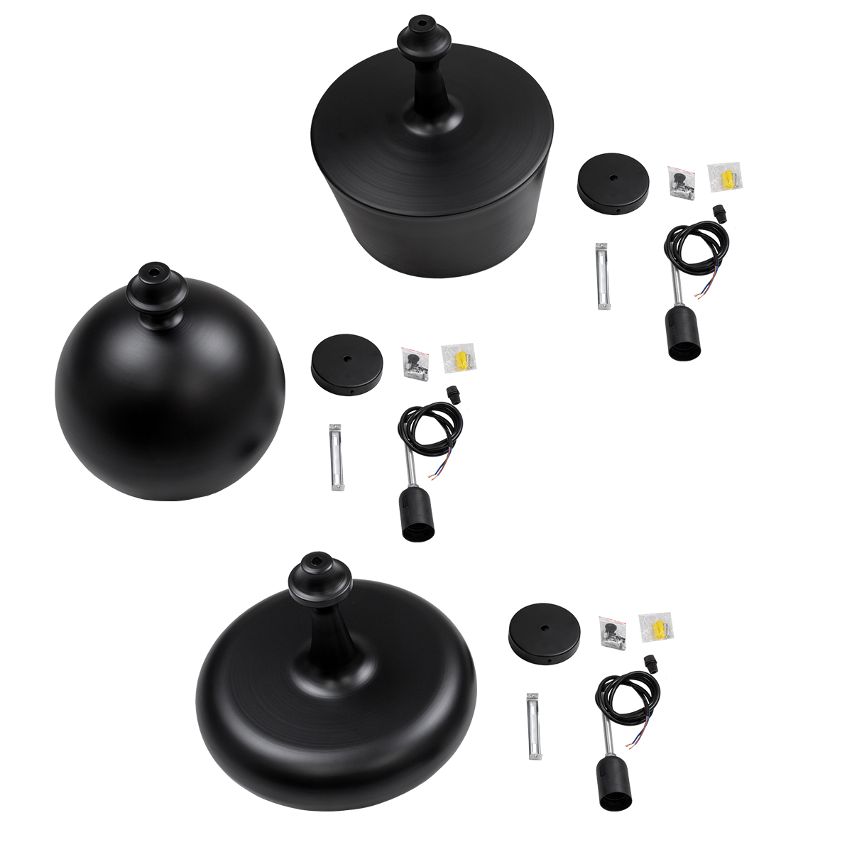 GloboStar® ROCKFORD 01287 Μοντέρνο Κρεμαστό Φωτιστικό Καμπάνα Τρίφωτο 3 x E27 IP20 Μαύρο Μέταλλο - Μ86 x Π86 x Υ30cm