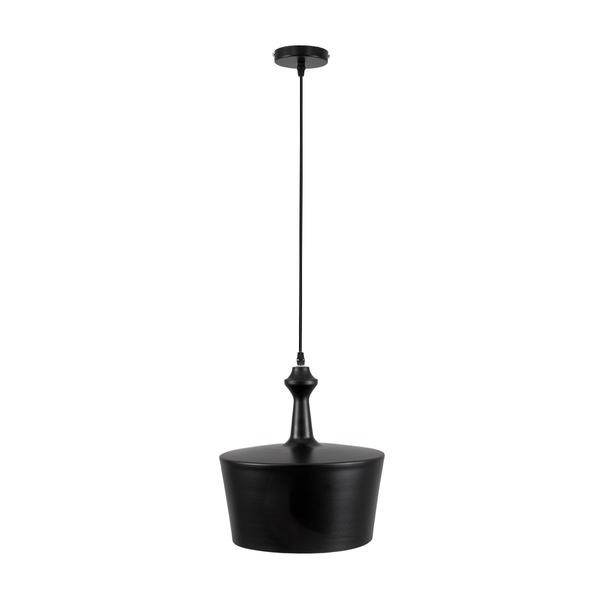 GloboStar® ROCKFORD 01287-A Μοντέρνο Κρεμαστό Φωτιστικό Καμπάνα Μονόφωτο 1 x E27 IP20 Μαύρο & Χρυσό Μέταλλο - Μ30 x Π30 x Y30cm