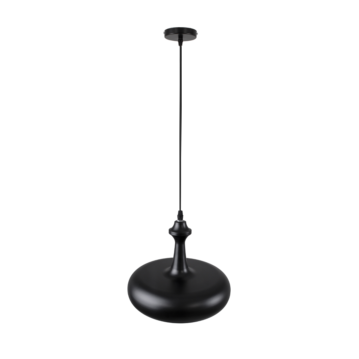 GloboStar® ROCKFORD 01287-C Μοντέρνο Κρεμαστό Φωτιστικό Καμπάνα Μονόφωτο 1 x E27 IP20 Μαύρο & Χρυσό Μέταλλο - Μ30 x Π30 x Y23cm