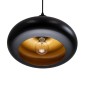 GloboStar® ROCKFORD 01287-C Μοντέρνο Κρεμαστό Φωτιστικό Καμπάνα Μονόφωτο 1 x E27 IP20 Μαύρο & Χρυσό Μέταλλο - Μ30 x Π30 x Y23cm