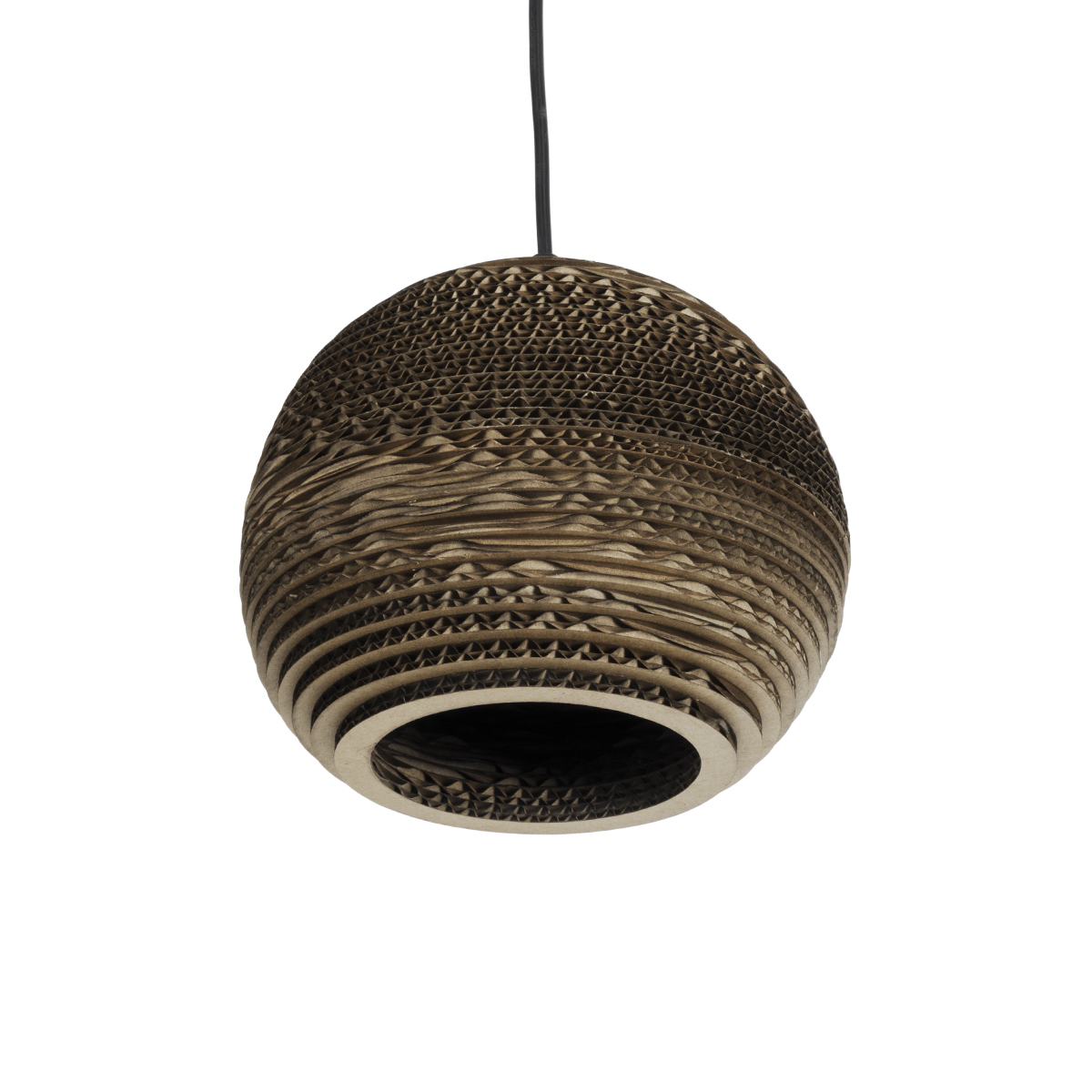 GloboStar® SANTORINI 01288 Boho Κρεμαστό Φωτιστικό Μπάλα Μονόφωτο 1 x E27 IP20 3D Καφέ Χαρτί - Μ20 x Π20 x Y16cm