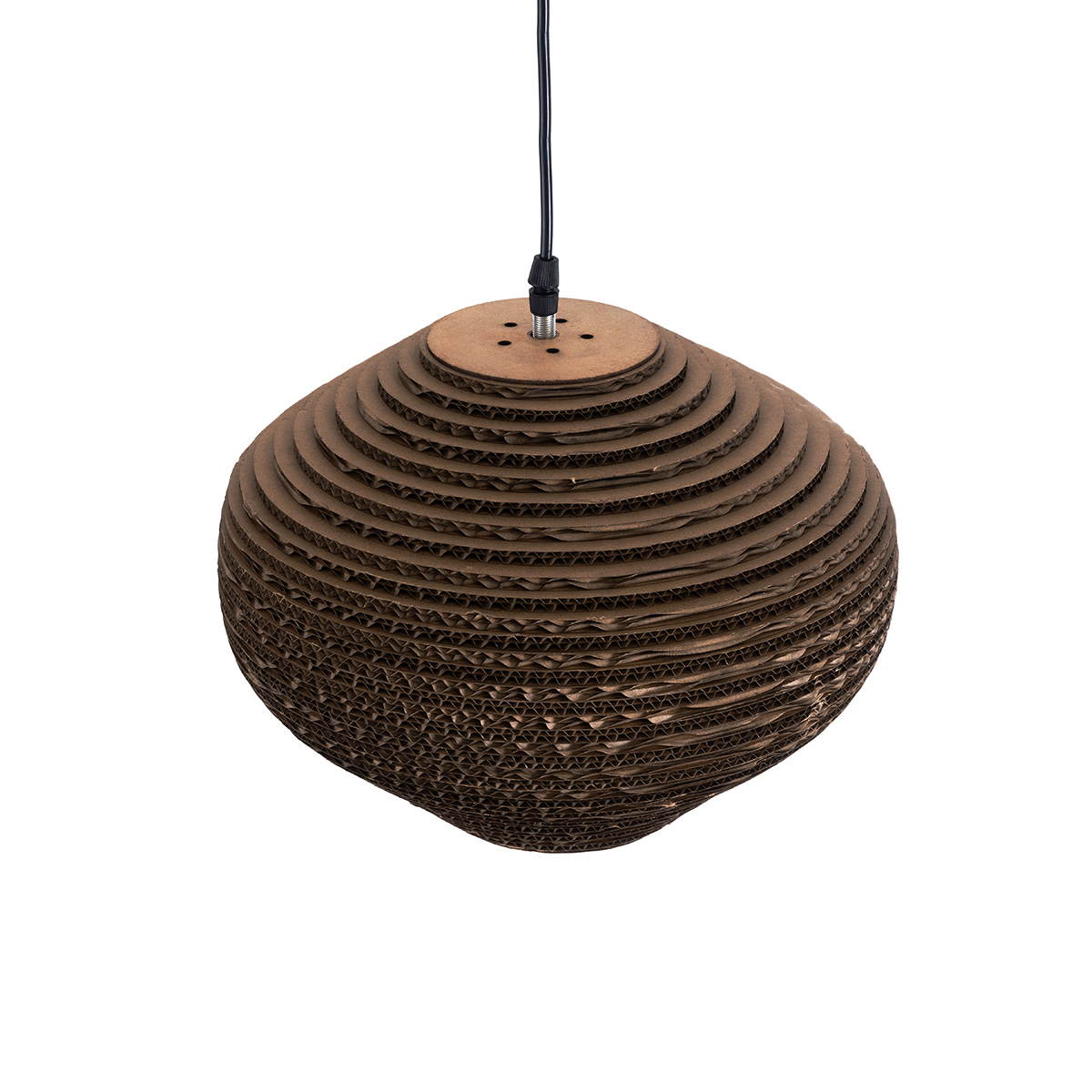 GloboStar® SANTORINI 01293 Boho Κρεμαστό Φωτιστικό Ανάρτηση Μονόφωτο 1 x E27 IP20 3D Καφέ Χαρτί - Μ30 x Π30 x Y20cm