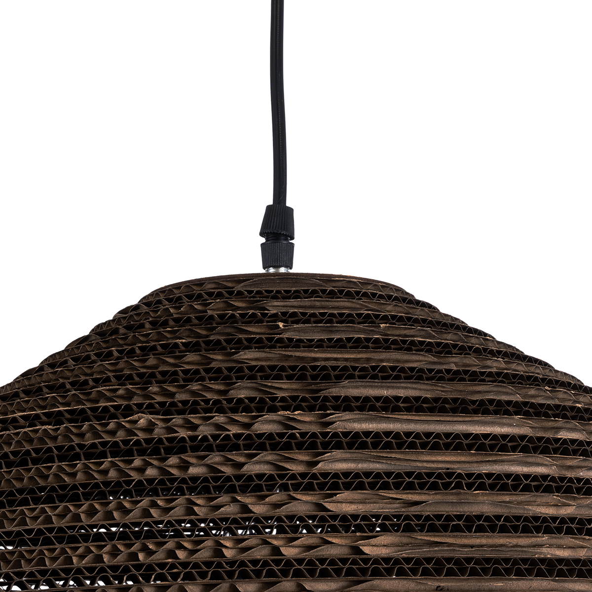GloboStar® SANTORINI 01293 Boho Κρεμαστό Φωτιστικό Ανάρτηση Μονόφωτο 1 x E27 IP20 3D Καφέ Χαρτί - Μ30 x Π30 x Y20cm