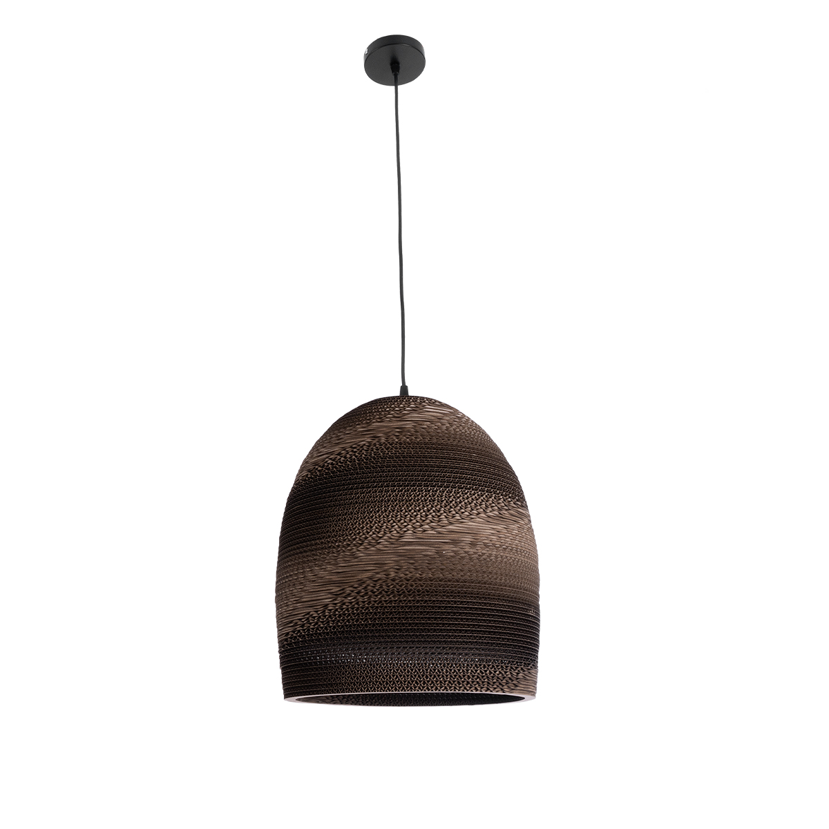GloboStar® SANTORINI 01296 Boho Κρεμαστό Φωτιστικό Καμπάνα Μονόφωτο 1 x E27 IP20 3D Καφέ Χαρτί - Μ35 x Π35 x Υ40cm