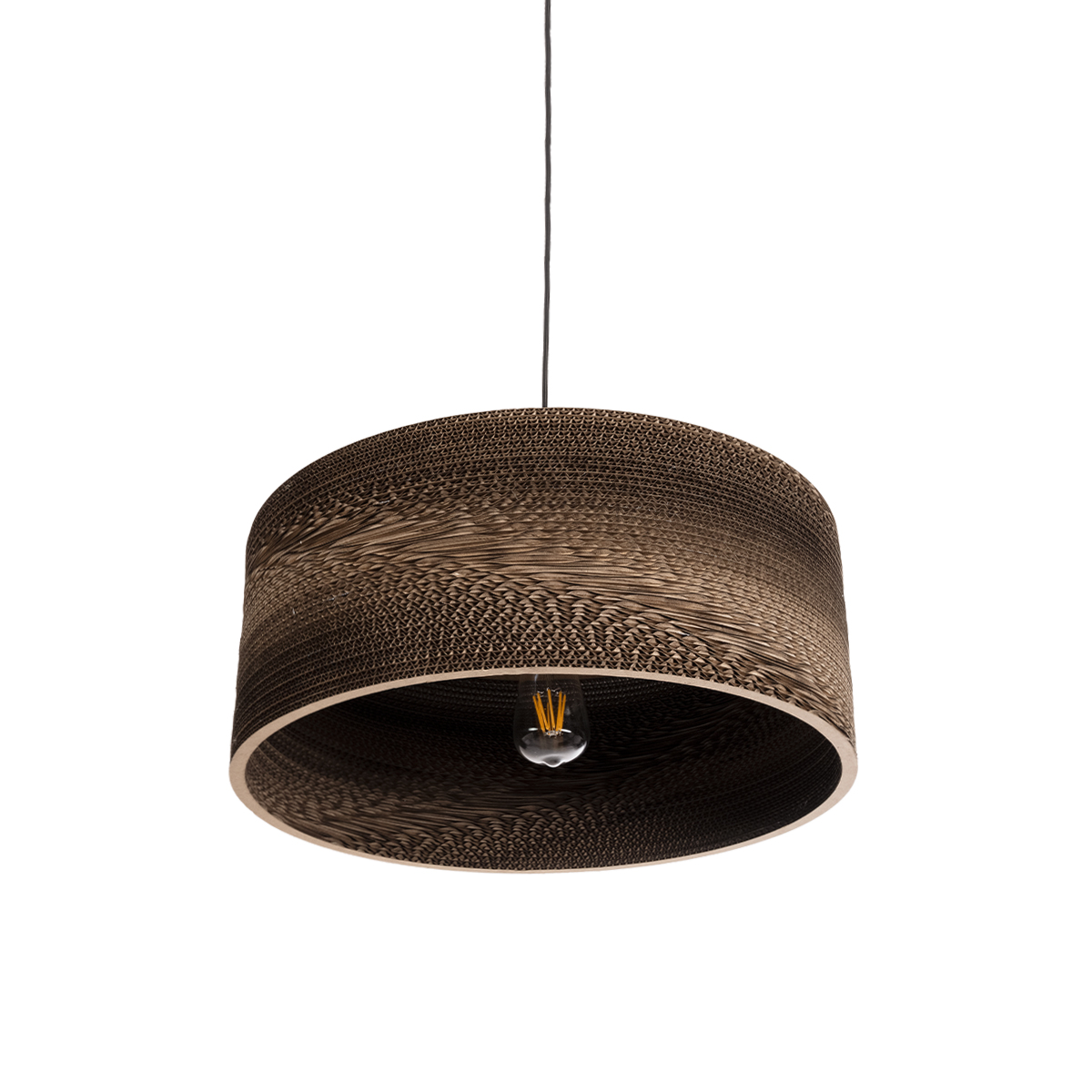 GloboStar® SANTORINI 01297 Boho Κρεμαστό Φωτιστικό Καπέλο Μονόφωτο 1 x E27 IP20 3D Καφέ Χαρτί - Μ50 x Π50 x Υ20cm