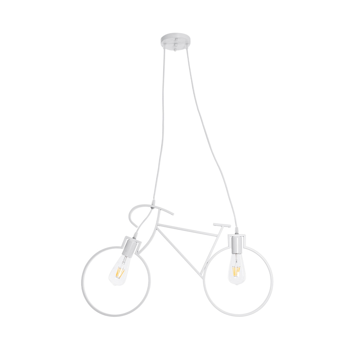 GloboStar® BIKE 01300 Vintage Κρεμαστό Φωτιστικό Φιγούρα Δίφωτο 2 x E27 IP20 Λευκό Μέταλλο - Μ67 x Π3.5 x Υ41cm