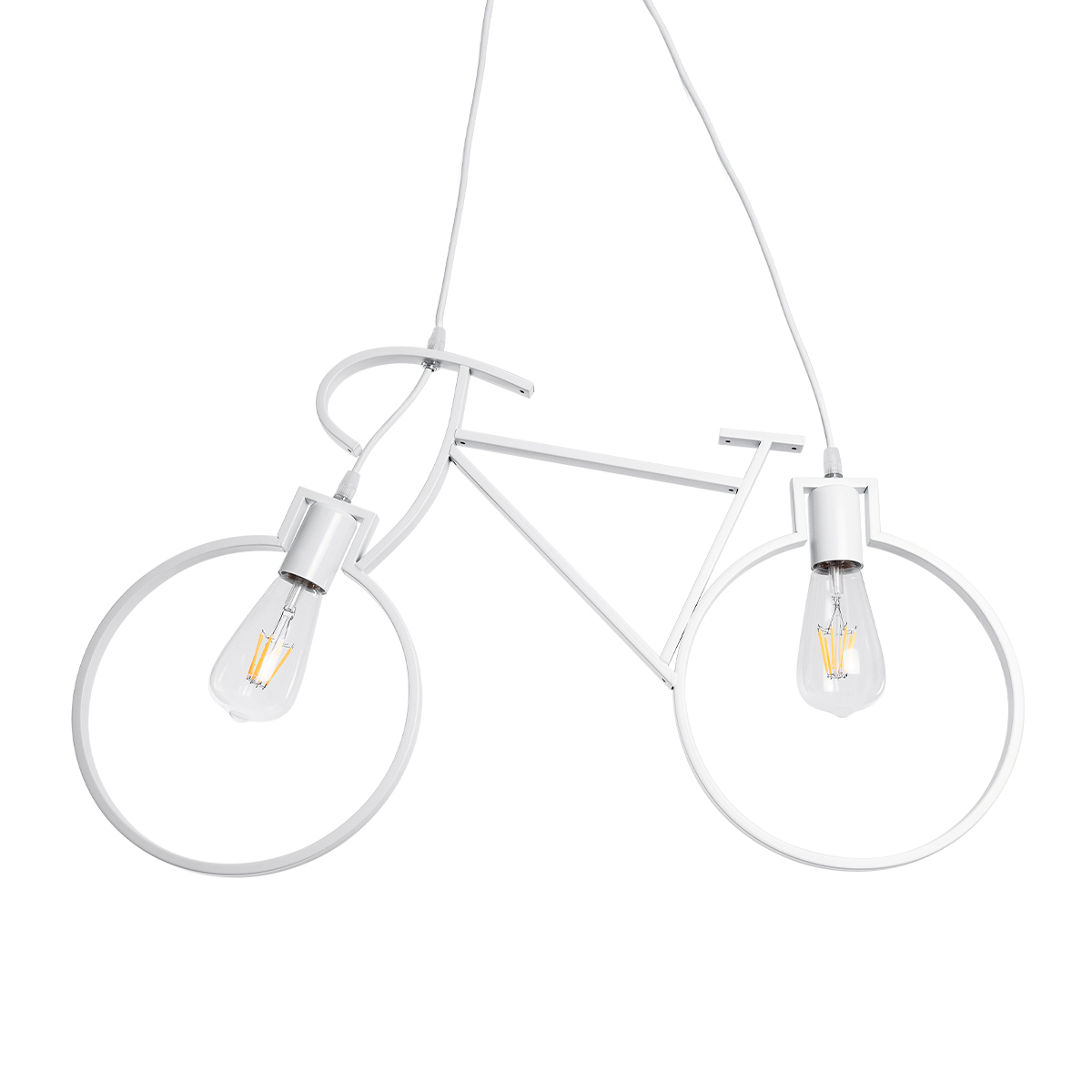 GloboStar® BIKE 01300 Vintage Κρεμαστό Φωτιστικό Φιγούρα Δίφωτο 2 x E27 IP20 Λευκό Μέταλλο - Μ67 x Π3.5 x Υ41cm