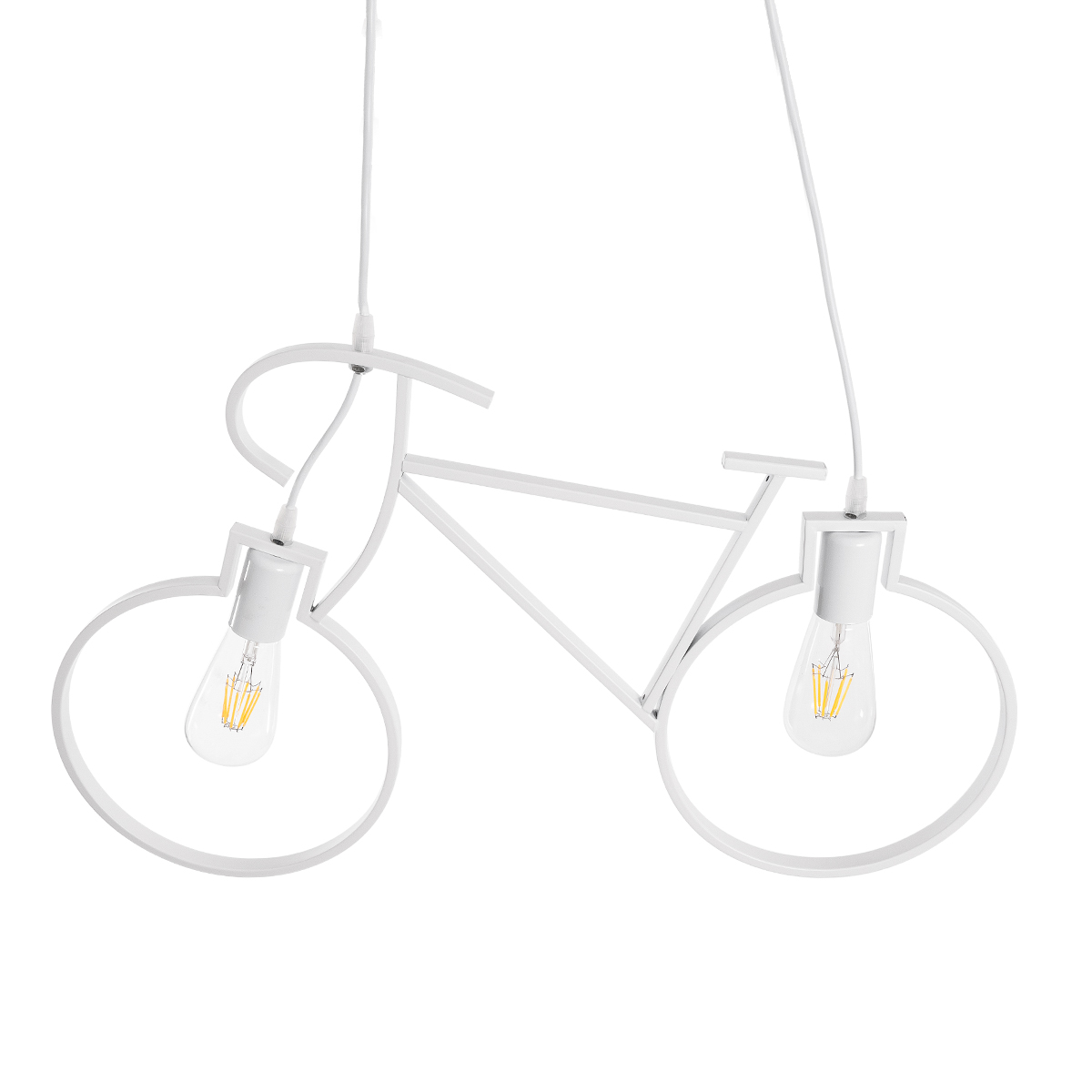 GloboStar® BIKE 01300 Vintage Κρεμαστό Φωτιστικό Φιγούρα Δίφωτο 2 x E27 IP20 Λευκό Μέταλλο - Μ67 x Π3.5 x Υ41cm