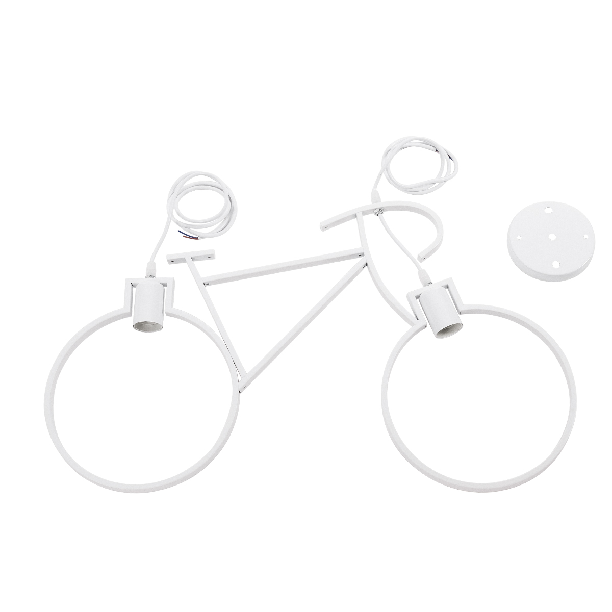 GloboStar® BIKE 01300 Vintage Κρεμαστό Φωτιστικό Φιγούρα Δίφωτο 2 x E27 IP20 Λευκό Μέταλλο - Μ67 x Π3.5 x Υ41cm