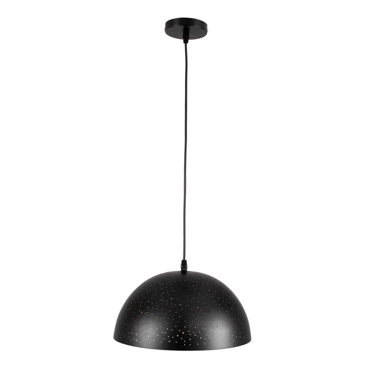 GloboStar® SOLANA 01301 Μοντέρνο Κρεμαστό Φωτιστικό Καμπάνα Μονόφωτο 1 x E27 IP20 Μαύρο & Χρυσό Μέταλλο - Μ30 x Π30 x Υ15cm