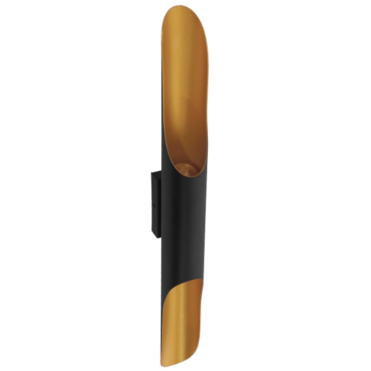 GloboStar® CHARME 01302 Μοντέρνο Επιτοίχιο Φωτιστικό Απλίκα Up / Down Δίφωτο 2 x E27 IP20 Μαύρο με Χρυσό Μέταλλο - Μ5.5 x Π8 x Υ60cm