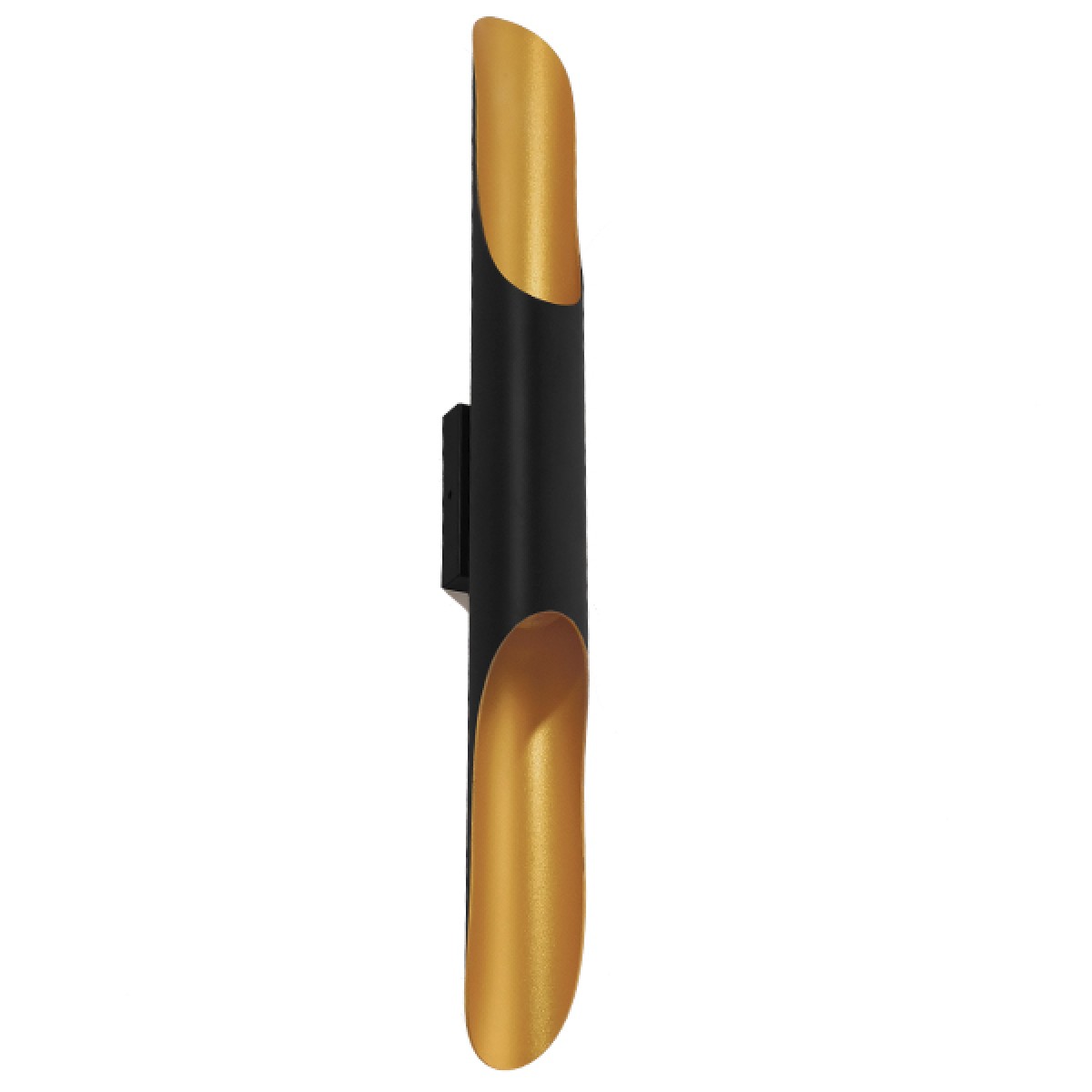GloboStar® CHARME 01302 Μοντέρνο Επιτοίχιο Φωτιστικό Απλίκα Up / Down Δίφωτο 2 x E27 IP20 Μαύρο με Χρυσό Μέταλλο - Μ5.5 x Π8 x Υ60cm