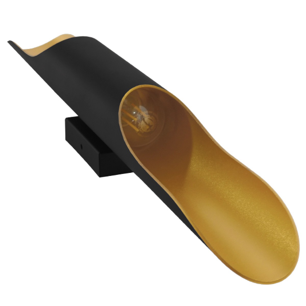 GloboStar® CHARME 01302 Μοντέρνο Επιτοίχιο Φωτιστικό Απλίκα Up / Down Δίφωτο 2 x E27 IP20 Μαύρο με Χρυσό Μέταλλο - Μ5.5 x Π8 x Υ60cm