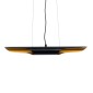 GloboStar® ESTERINA 01304 Μοντέρνο Κρεμαστό Φωτιστικό Ανάρτηση Δίφωτο 2 x E27 IP20 Μαύρο & Χρυσό Μέταλλο - Μ60 x Π6 x Υ6cm