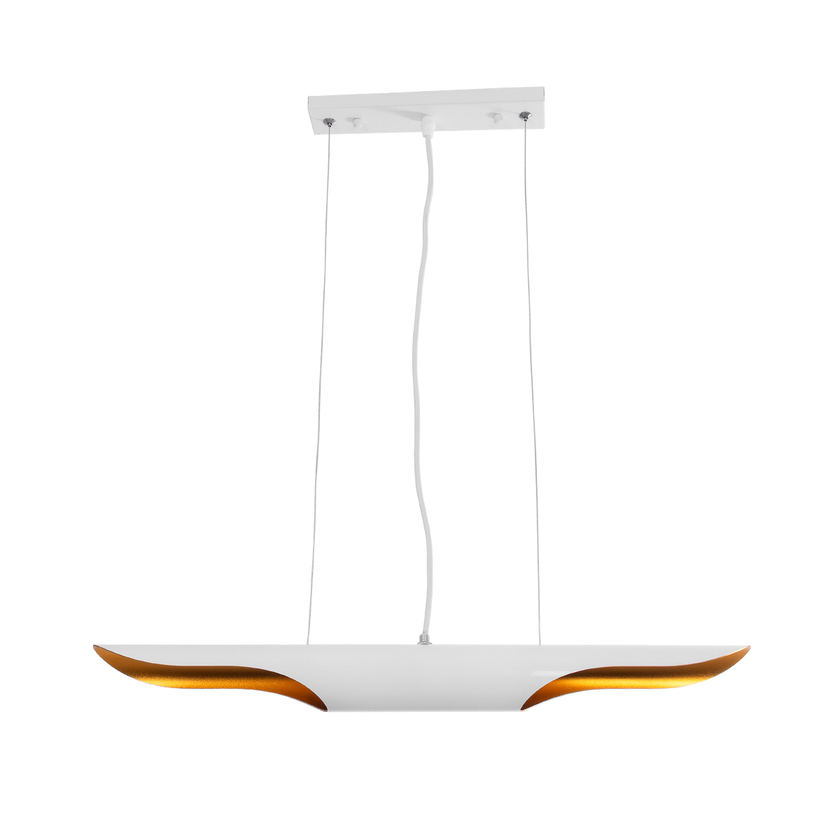 GloboStar® ESTERINA 01305 Μοντέρνο Κρεμαστό Φωτιστικό Ανάρτηση Δίφωτο 2 x E27 IP20 Λευκό & Χρυσό Μέταλλο - Μ60 x Π6 x Υ6cm