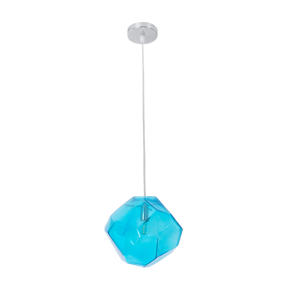 GloboStar® RINA 01306 Μοντέρνο Κρεμαστό Φωτιστικό Μπάλα Μονόφωτο 1 x G9 IP20 Γαλάζιο Γυαλί - Μ20 x Π20 x Υ20cm