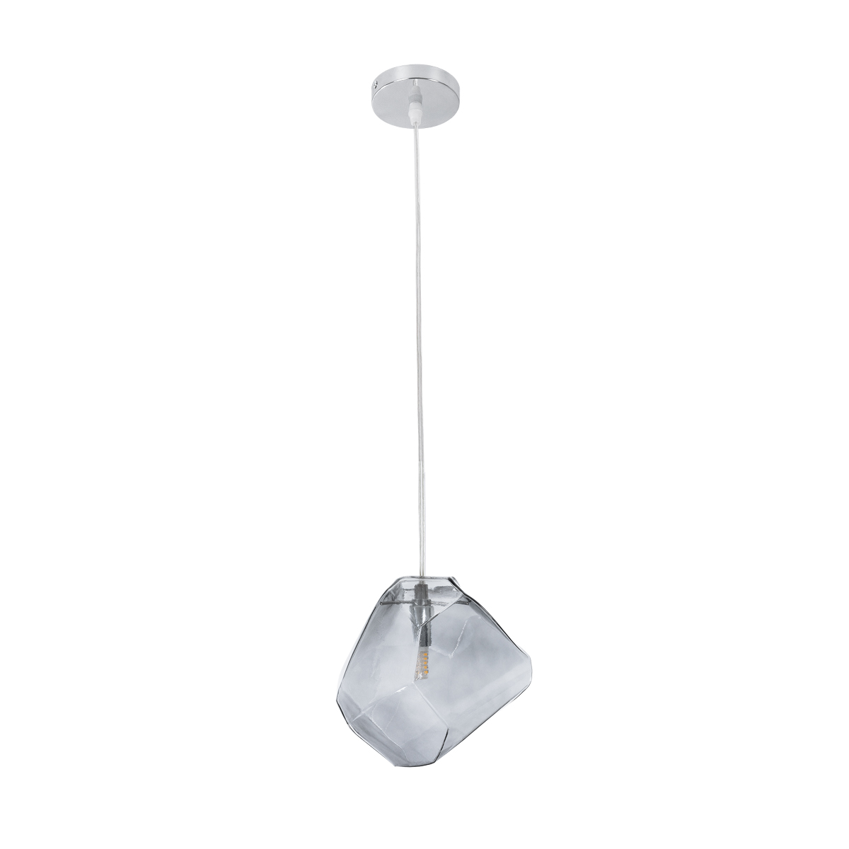 GloboStar® RINA 01307 Μοντέρνο Κρεμαστό Φωτιστικό Μπάλα Μονόφωτο 1 x G9 IP20 Γκρι Γυαλί - Μ16 x Π16 x Υ17cm