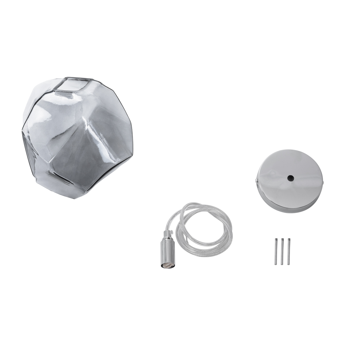 GloboStar® RINA 01307 Μοντέρνο Κρεμαστό Φωτιστικό Μπάλα Μονόφωτο 1 x G9 IP20 Γκρι Γυαλί - Μ16 x Π16 x Υ17cm