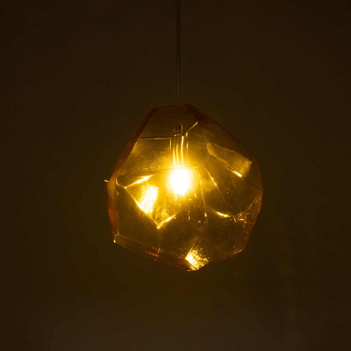 GloboStar® RINA 01308 Μοντέρνο Κρεμαστό Φωτιστικό Μπάλα Μονόφωτο 1 x G9 Κίτρινο Γυαλί - Μ20 x Π20 x Υ20cm