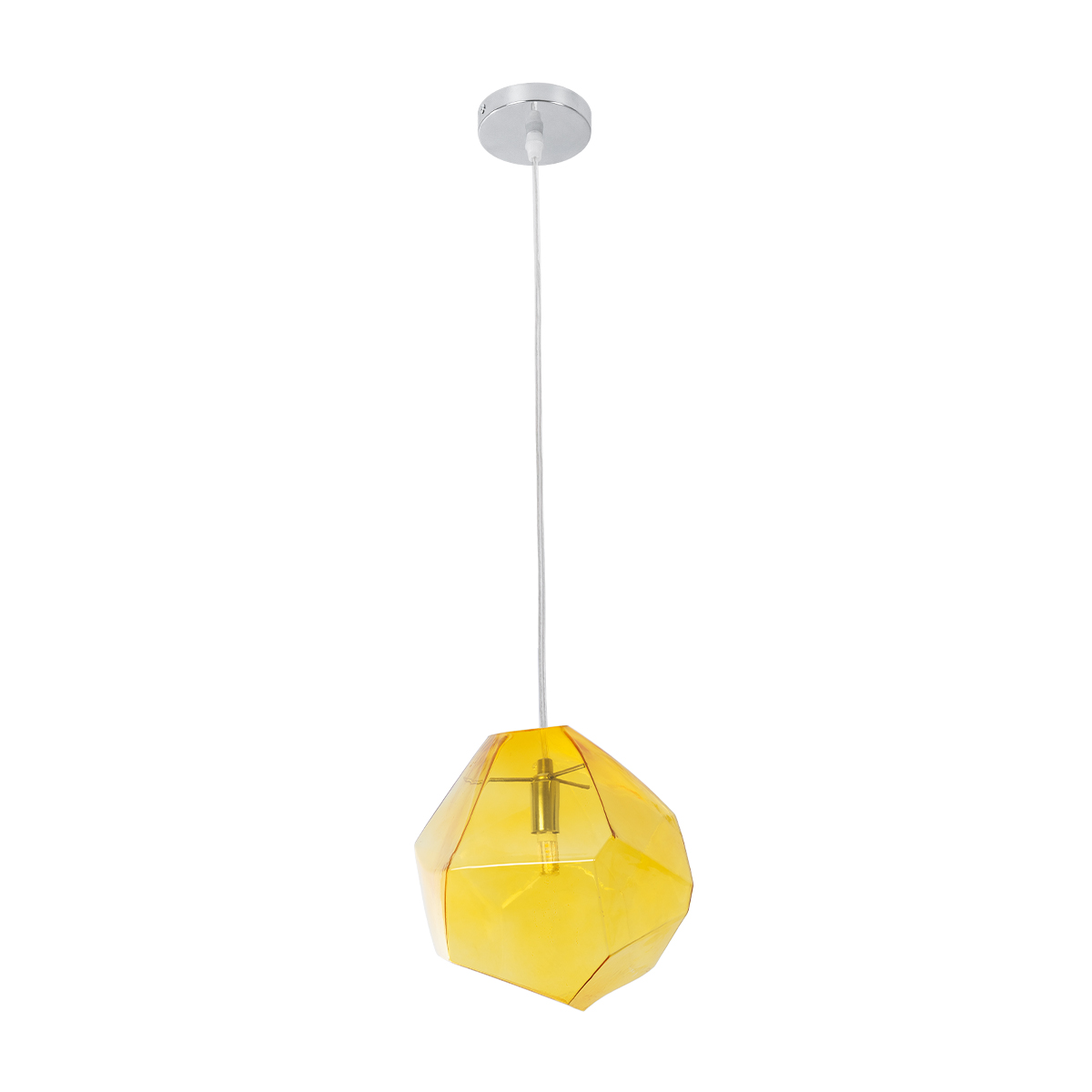 GloboStar® RINA 01308 Μοντέρνο Κρεμαστό Φωτιστικό Μπάλα Μονόφωτο 1 x G9 Κίτρινο Γυαλί - Μ20 x Π20 x Υ20cm