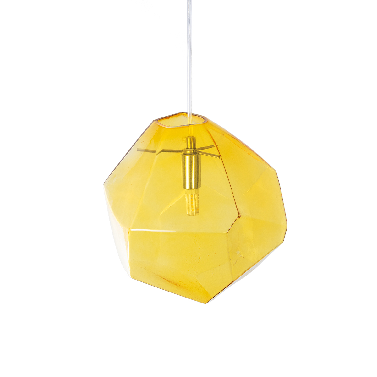GloboStar® RINA 01308 Μοντέρνο Κρεμαστό Φωτιστικό Μπάλα Μονόφωτο 1 x G9 Κίτρινο Γυαλί - Μ20 x Π20 x Υ20cm