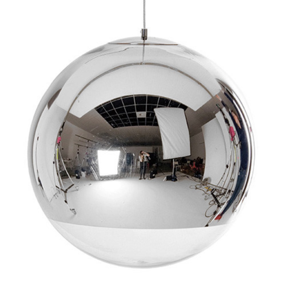 GloboStar® GLANS 01312 Μοντέρνο Κρεμαστό Φωτιστικό Μπάλα Μονόφωτο 1 x E27 IP20 Ασημί Γυαλί - Μ30 x Π30 x Υ27cm