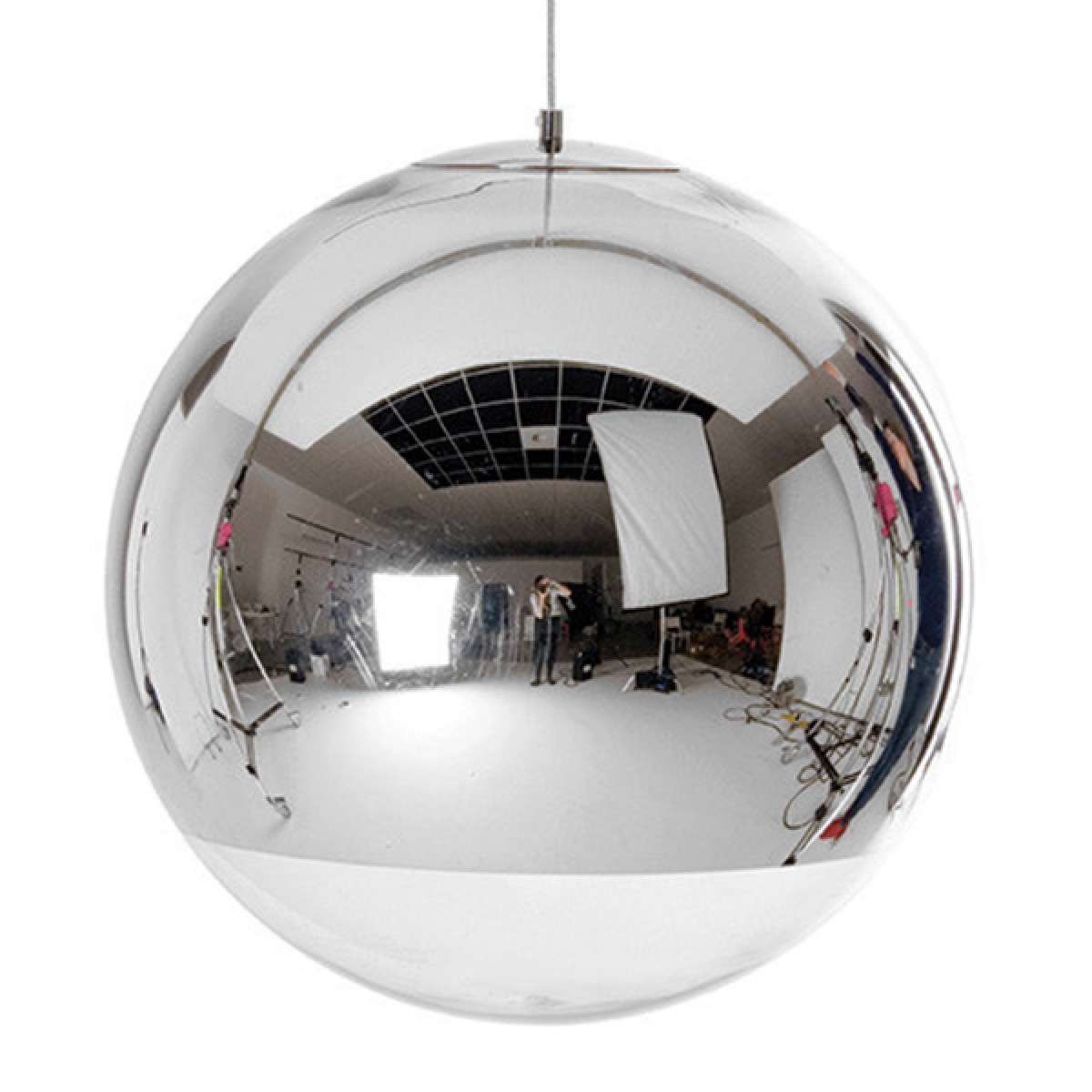 GloboStar® GLANS 01312 Μοντέρνο Κρεμαστό Φωτιστικό Μπάλα Μονόφωτο 1 x E27 IP20 Ασημί Γυαλί - Μ30 x Π30 x Υ27cm