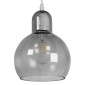 GloboStar® BOSSANOVA 01313 Μοντέρνο Κρεμαστό Φωτιστικό Ανάρτηση Μονόφωτο 1 x E27 IP20 Γκρι Γυαλί - Μ18 x Π18 x Υ23cm