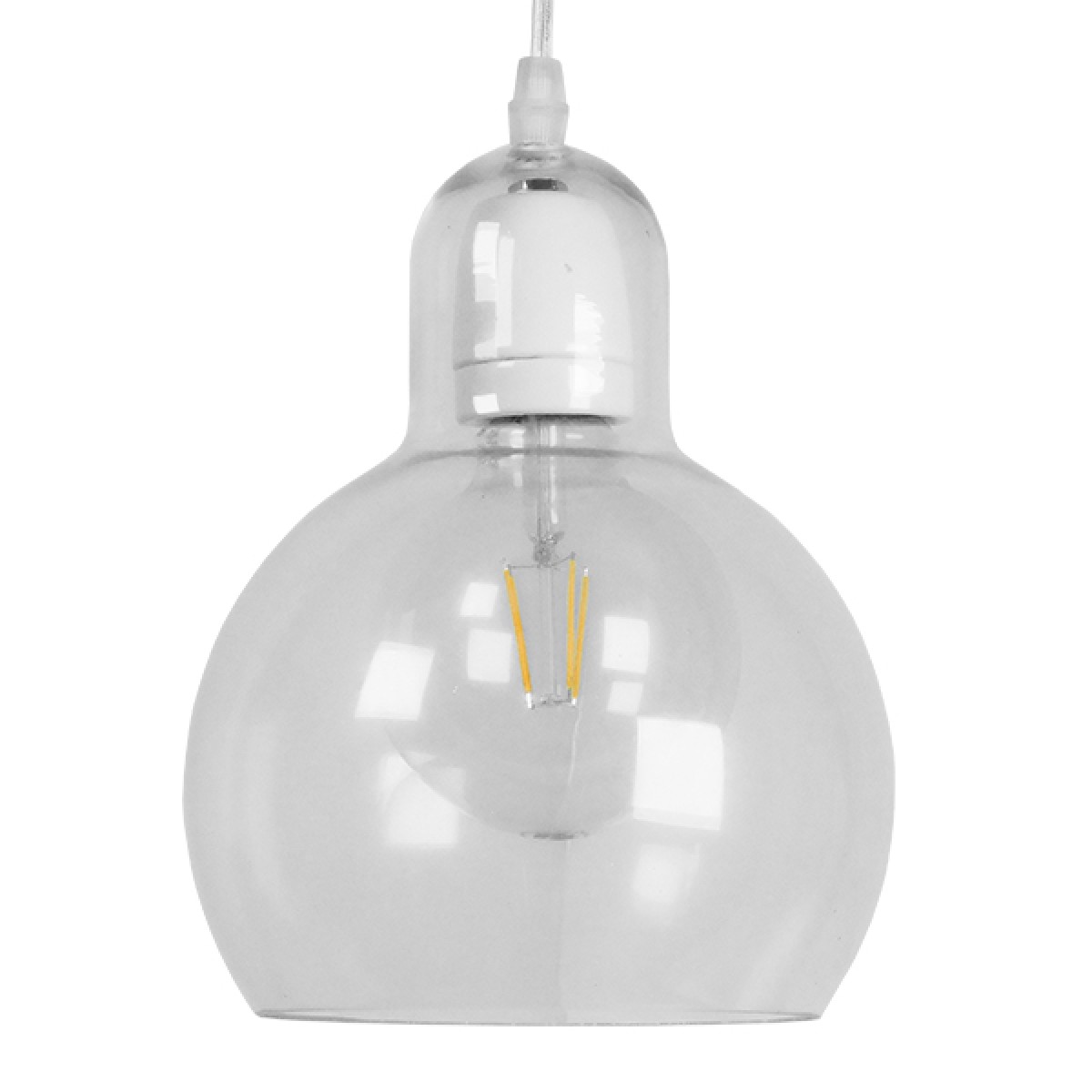 GloboStar® LUCREZIA 01314 Μοντέρνο Κρεμαστό Φωτιστικό Ανάρτηση Μονόφωτο 1 x E27 IP20 Διάφανο Γυαλί - Μ18 x Π18 x Υ23cm