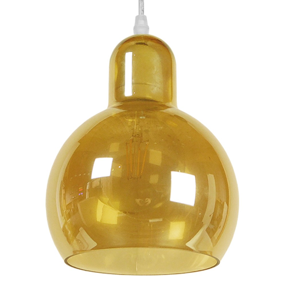 GloboStar® LUCREZIA 01315 Μοντέρνο Κρεμαστό Φωτιστικό Ανάρτηση Μονόφωτο 1 x E27 IP20 Μελί Γυαλί - Μ18 x Π18 x Υ23cm