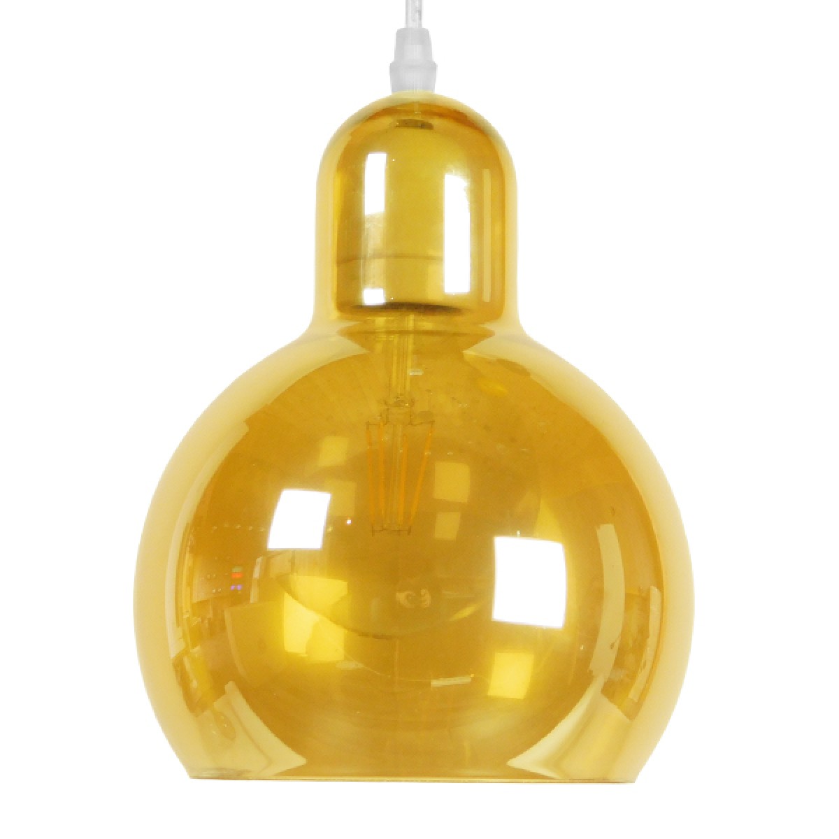 GloboStar® LUCREZIA 01315 Μοντέρνο Κρεμαστό Φωτιστικό Ανάρτηση Μονόφωτο 1 x E27 IP20 Διάφανο Γυαλί - Μ18 x Π18 x Υ23cm