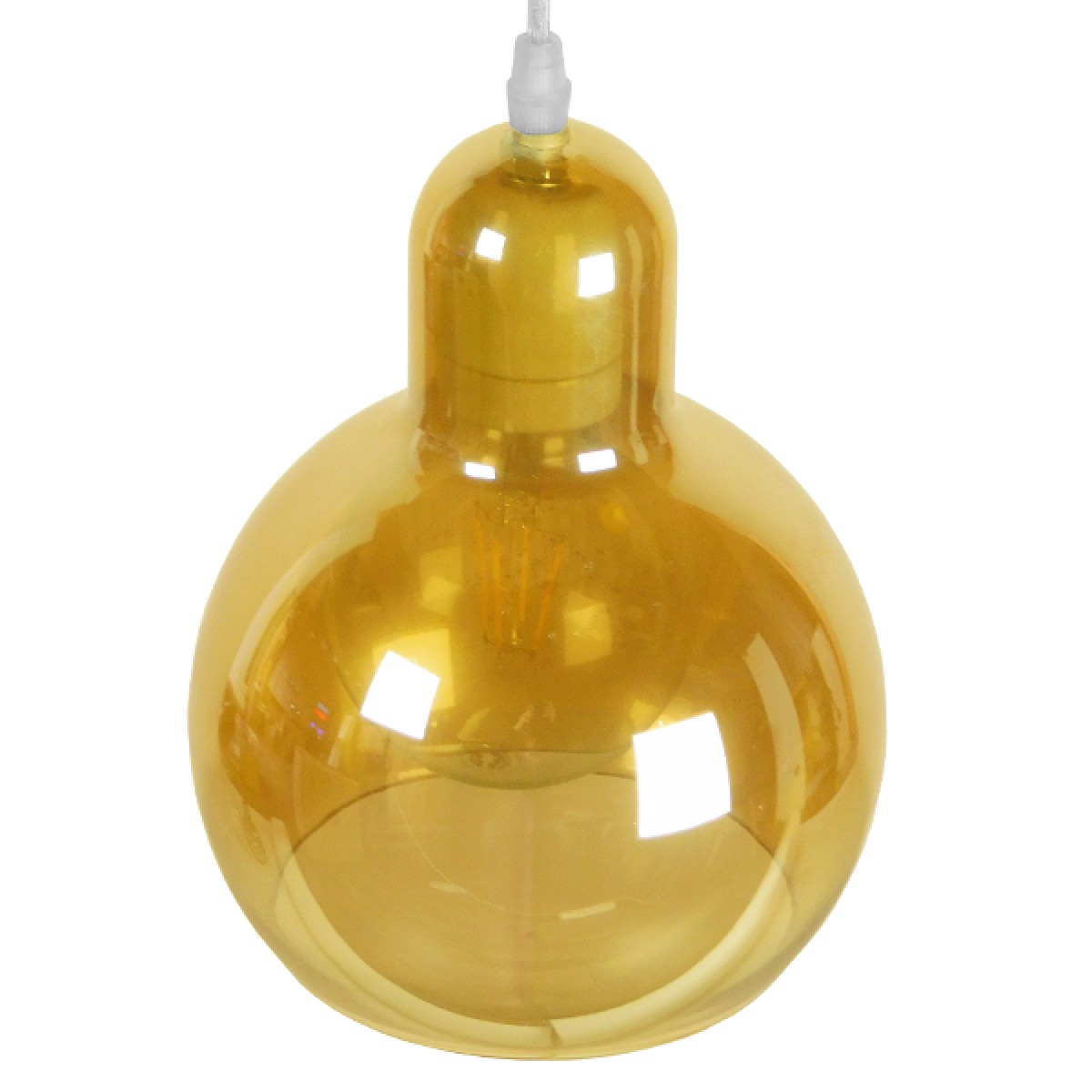 GloboStar® LUCREZIA 01315 Μοντέρνο Κρεμαστό Φωτιστικό Ανάρτηση Μονόφωτο 1 x E27 IP20 Διάφανο Γυαλί - Μ18 x Π18 x Υ23cm
